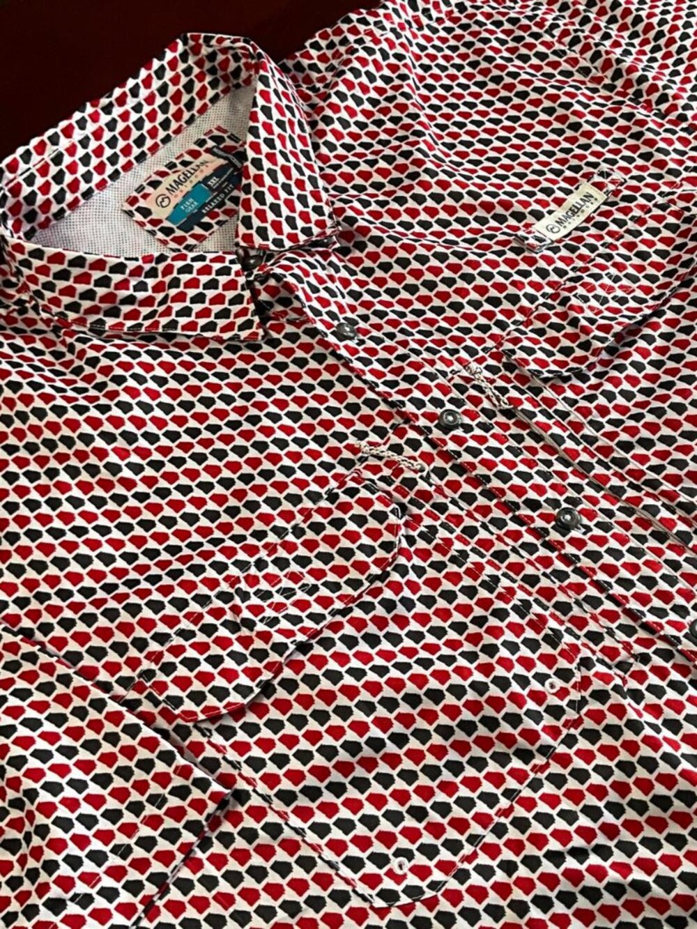 Mens Magellan Outdoor Georgia Print Relaxed Fit Short Sleeve Shirt (XXXLarge)